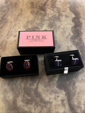 Thomas Pink Two-Pair Cufflinks Set - Red and Blue- 2 pairs